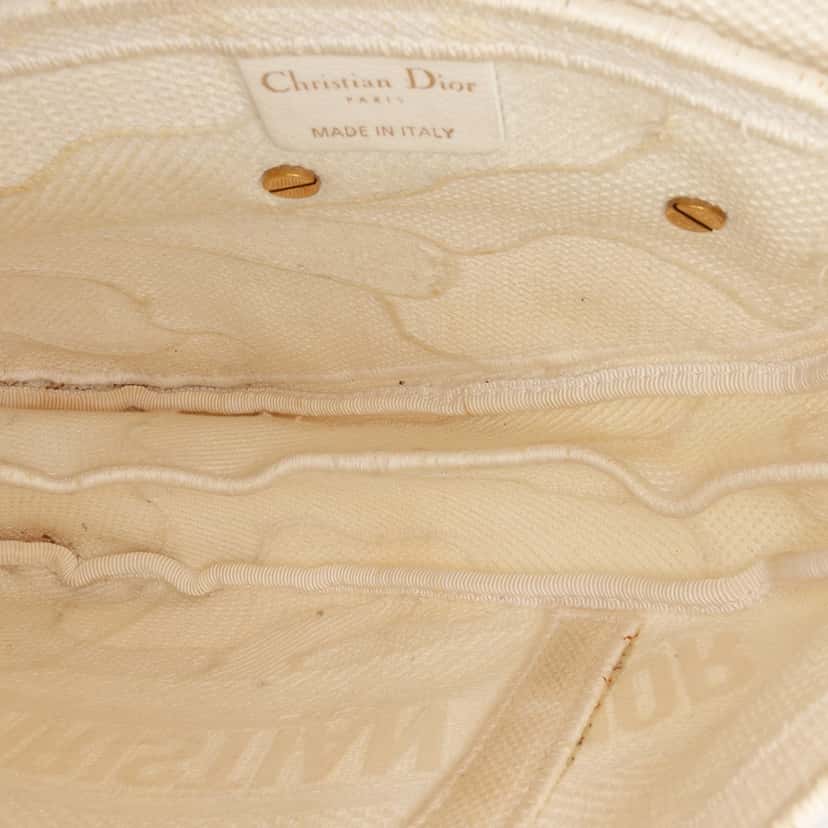 Dior Mini Canvas Embroidered Camouflage Saddle Bag White Canvas Good condition - Model View