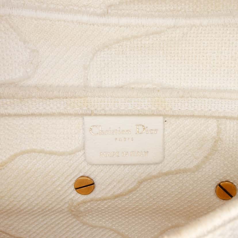Dior Mini Canvas Embroidered Camouflage Saddle Bag White Canvas Good condition - Box View