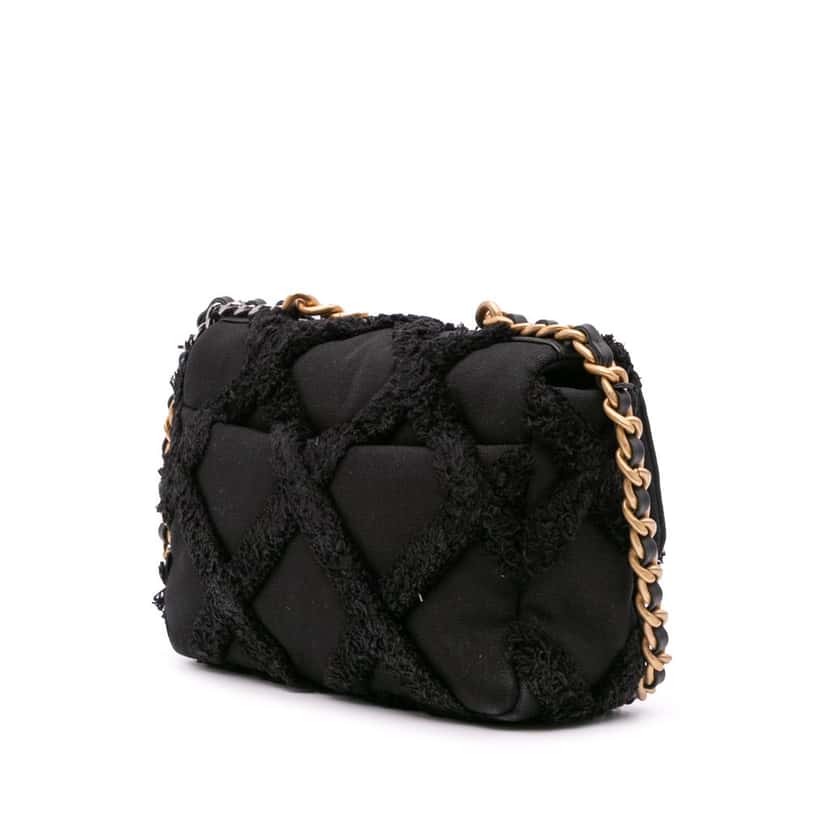 Chanel Medium Canvas and Cotton 19 Flap Black Canvas Good condition - Back View