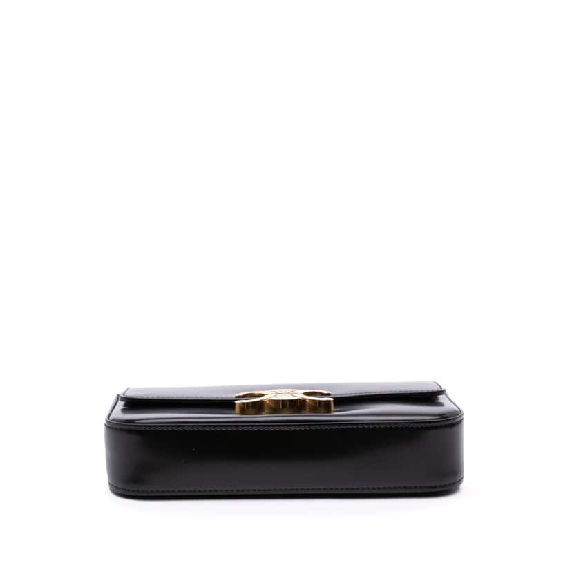 Celine Shiny Calfskin Claude Chain Shoulder Bag Black Leather Good condition - Inside View