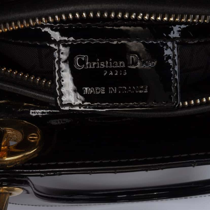 Dior Medium Patent Cannage Lady Dior Black Leather Good condition - Box View