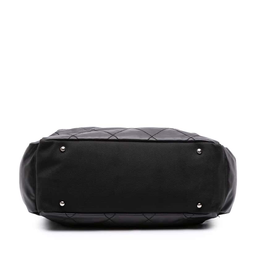 Chanel Paris Biarritz Large Quilted Coated Canvas Tote Black Canvas Good condition - Inside View