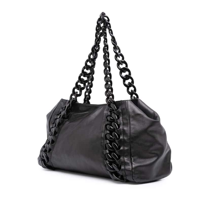 Chanel CC Calfskin Modern Chain Rhodoid East West Tote Black Leather Good condition - Back View