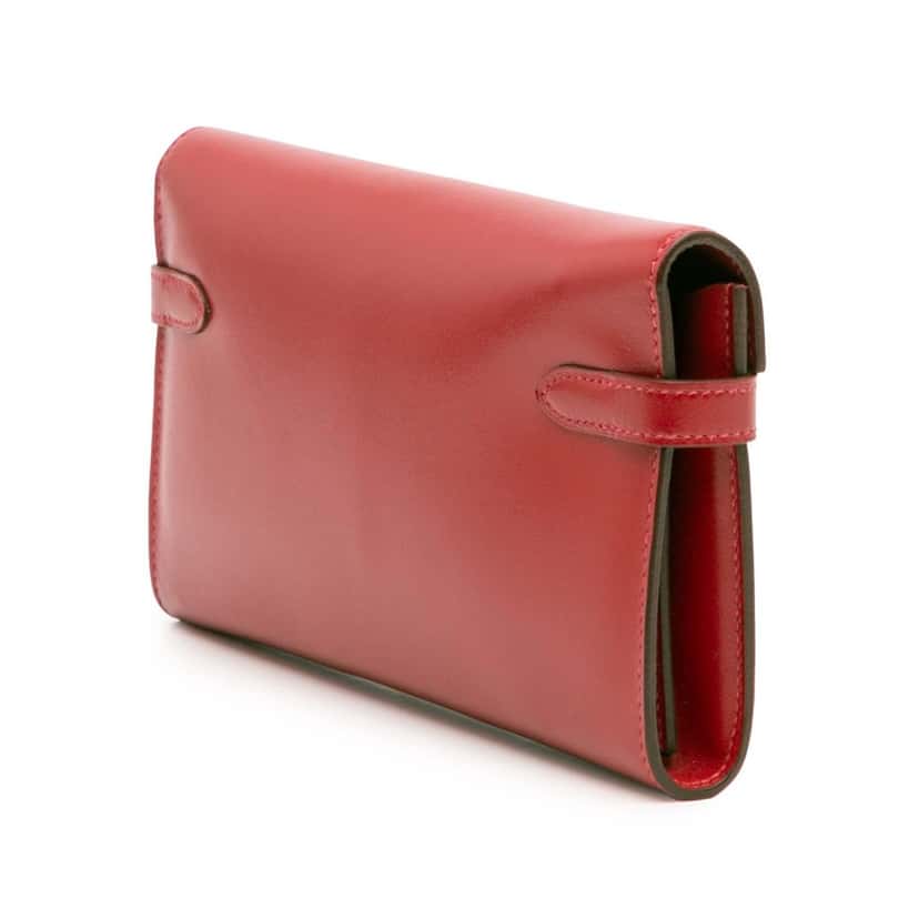 Hermès Tadelakt Verso Kelly Long Wallet Red Leather Good condition - Back View