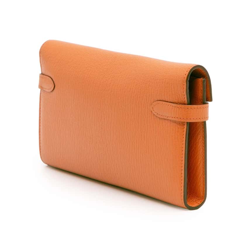 Hermès Chevre Mysore Kelly Longue Wallet Orange Leather Good condition - Back View