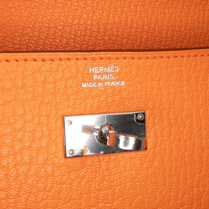 Hermès Chevre Mysore Kelly Longue Wallet Orange Leather Good condition - Box View