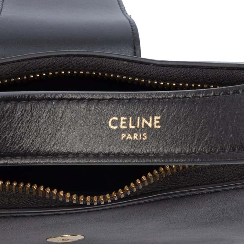 Celine Medium Calfskin Triomphe Ava Shoulder Bag Black Leather Good condition - Box View