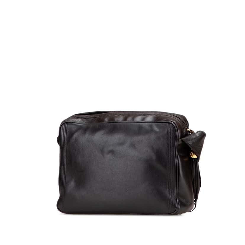 Chanel CC Lambskin Flap Tassel Crossbody Black Leather Good condition - Back View