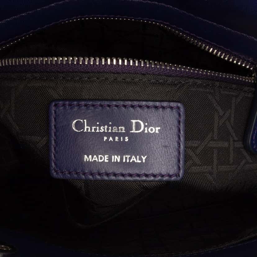 Dior Small Lambskin Cannage My ABCDior Lady Dior Blue Leather Good condition - Box View
