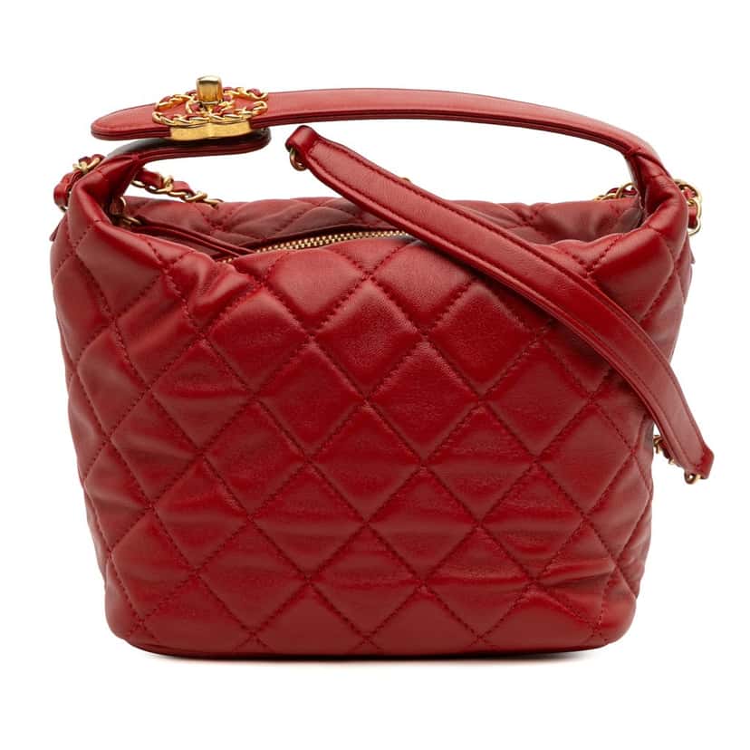Chanel Small Quilted Lambskin Perfect Meeting Hobo Red Leather Good condition - Front View