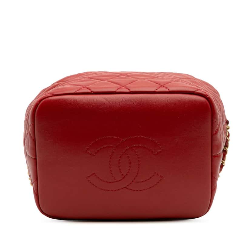 Chanel Small Quilted Lambskin Perfect Meeting Hobo Red Leather Good condition - Inside View