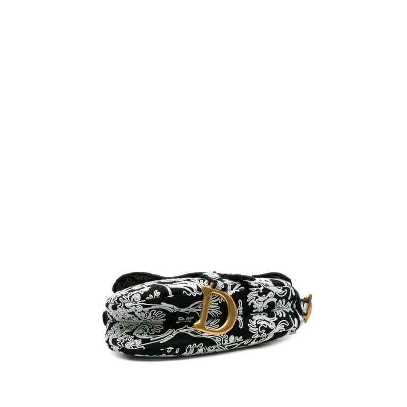 Dior Canvas Embroidered Ornamental Cornely Saddle Bag Black Canvas Good condition - Inside View