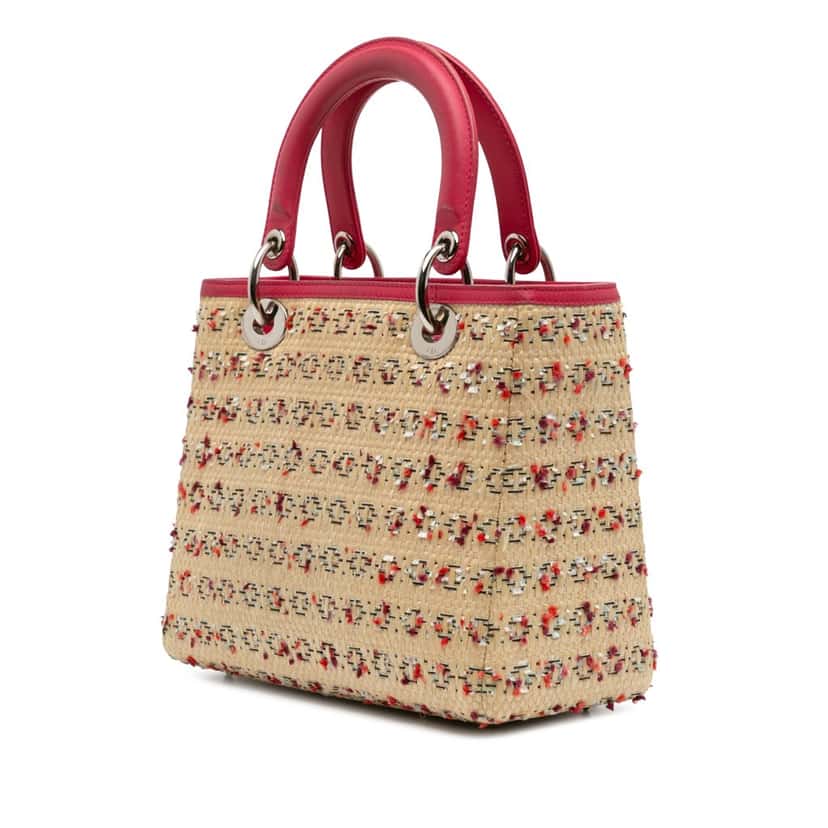 Dior Medium Woven Raffia Lady Dior Brown Good condition - Back View