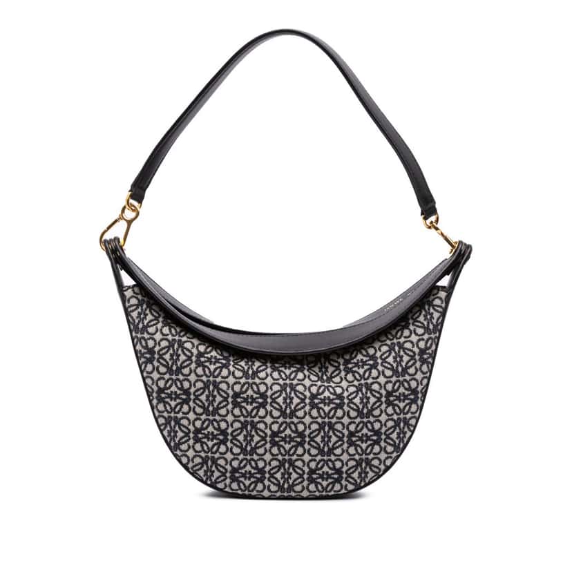 Loewe Small Anagram Canvas Luna Hobo Black Canvas Good condition - Front View