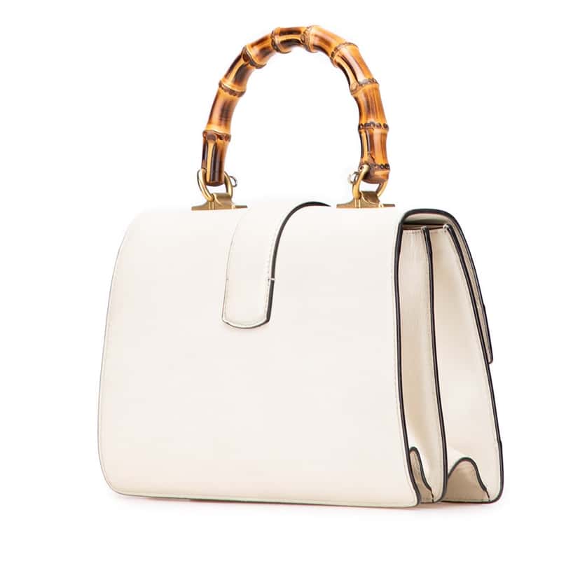 Gucci Medium Leather Bamboo Dionysus Web Satchel White Leather Very good condition - Front View