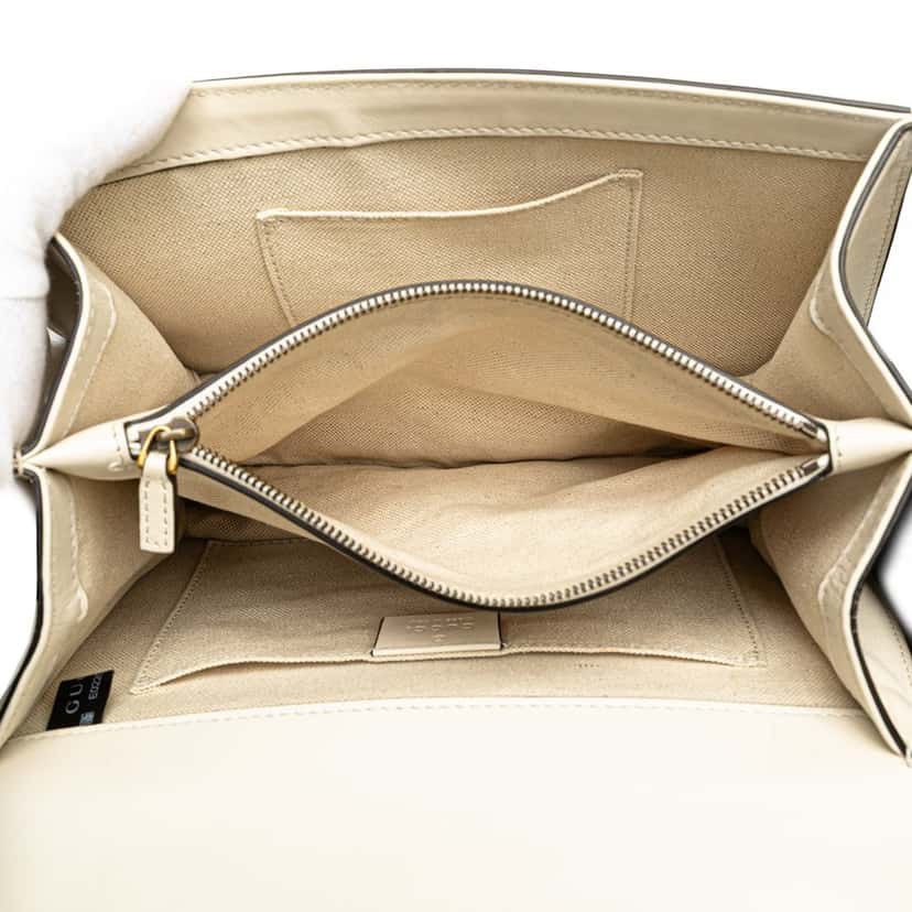 Gucci Medium Leather Bamboo Dionysus Web Satchel White Leather Very good condition - Box View