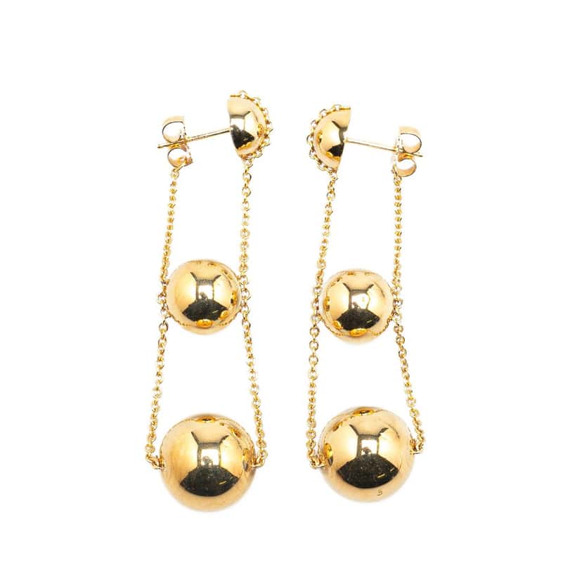 Tiffany & Co 18K Yellow Gold Triple Drop Push Back Earrings Gold Gold Good condition - Front View