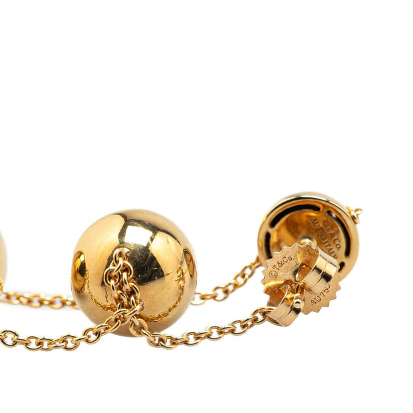 Tiffany & Co 18K Yellow Gold Triple Drop Push Back Earrings Gold Gold Good condition - Model View