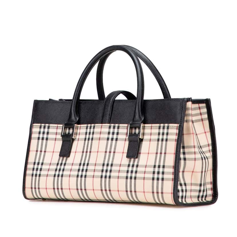Burberry House Check Canvas Handbag Brown Canvas Good condition - Back View