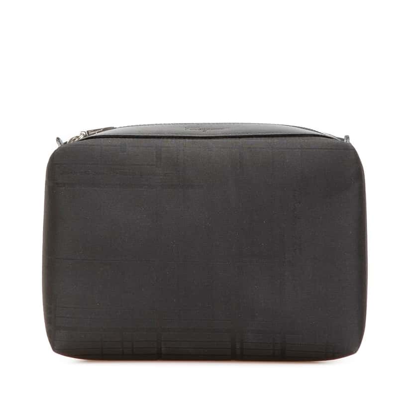 Salvatore Ferragamo Nylon Zip Pouch Black Good condition - Front View