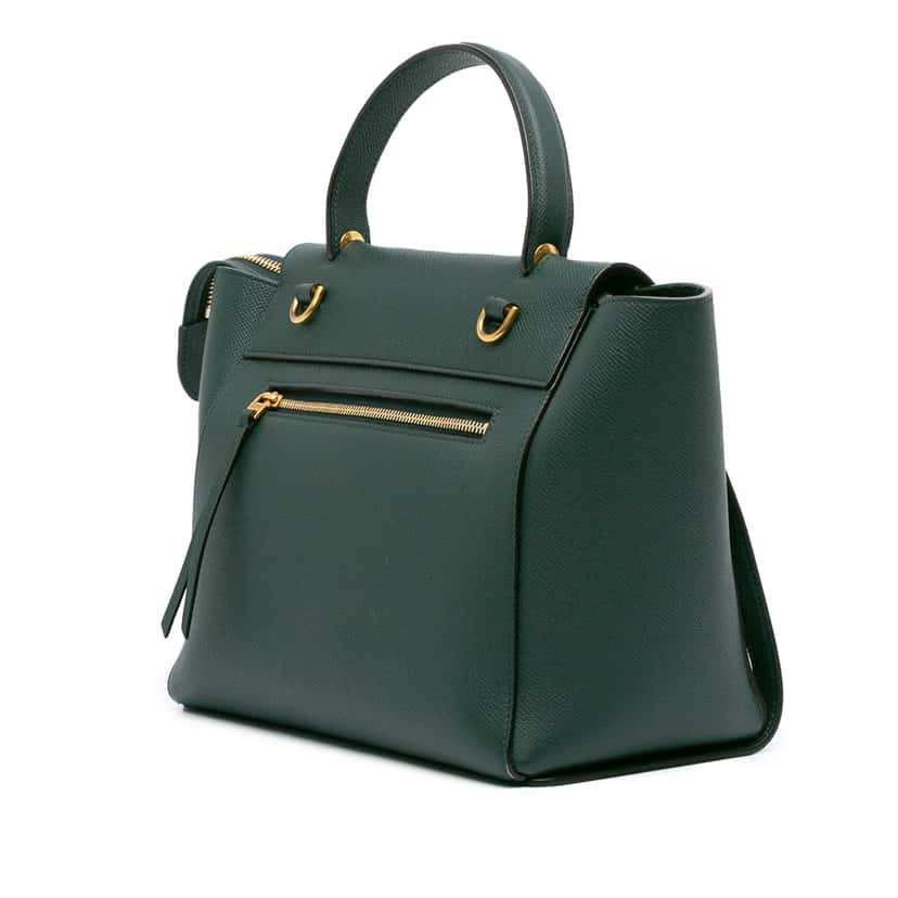 Celine Micro Grained Calfskin Belt Bag Green Leather Good condition - Back View