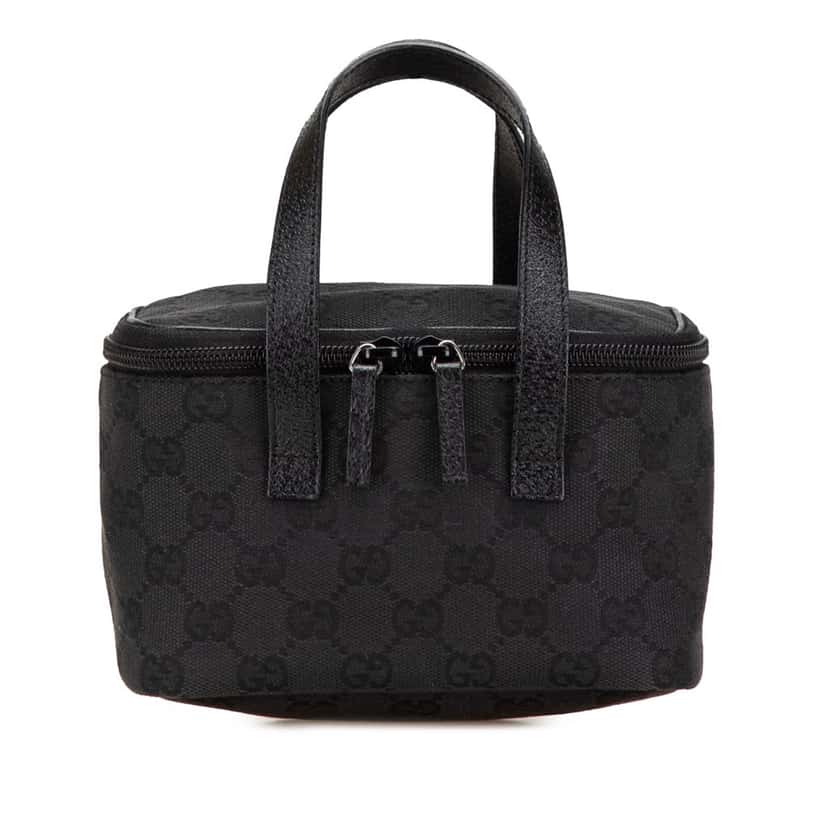Gucci GG Canvas Vanity Bag Black Canvas Good condition - Front View