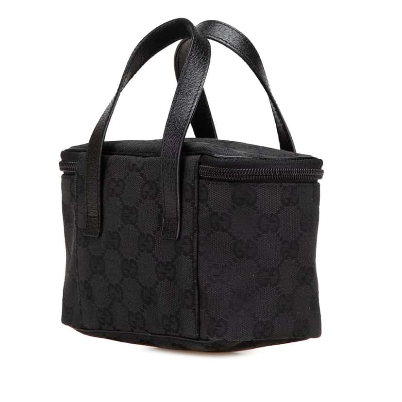 Gucci GG Canvas Vanity Bag Black Canvas Good condition - Back View
