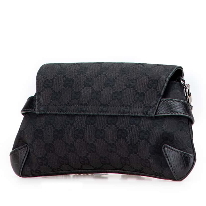 Gucci GG Canvas Horsebit Chain Shoulder Bag Black Canvas Good condition - Back View