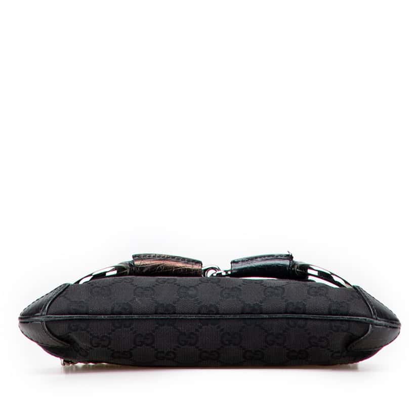 Gucci GG Canvas Horsebit Chain Shoulder Bag Black Canvas Good condition - Inside View