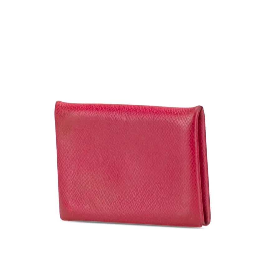 Hermès Epsom Calvi Card Holder Pink Leather Good condition - Back View