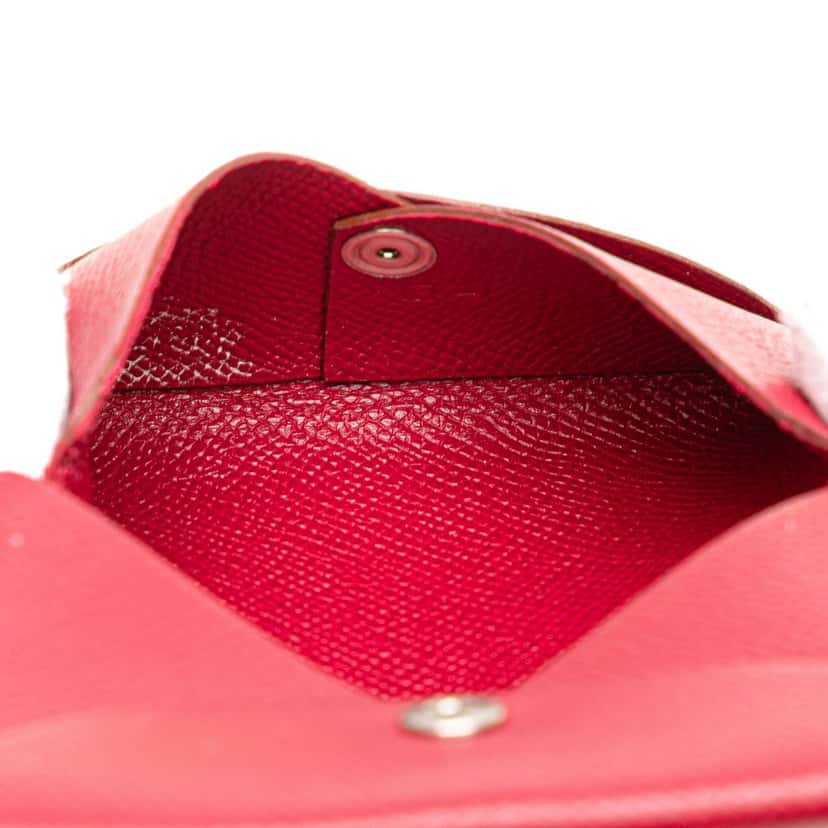 Hermès Epsom Calvi Card Holder Pink Leather Good condition - Model View