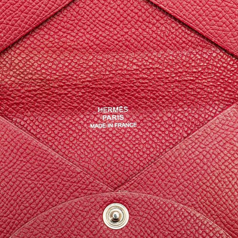 Hermès Epsom Calvi Card Holder Pink Leather Good condition - Box View