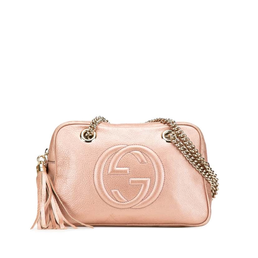 Gucci Leather Soho Chain Zip Shoulder Bag Pink Leather Good condition - Front View