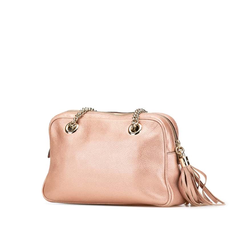 Gucci Leather Soho Chain Zip Shoulder Bag Pink Leather Good condition - Back View