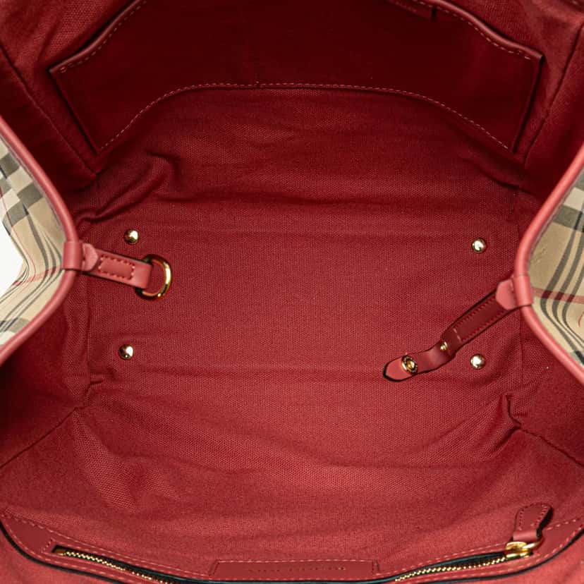 Burberry Small Haymarket Check Coated Canvas Canterbury Tote Brown Canvas Good condition - Model View