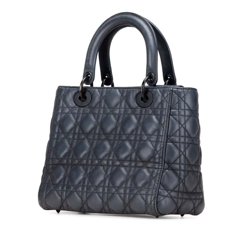 Dior Medium Ultra Matte Calfskin Cannage Lady Dior Blue Leather Good condition - Back View