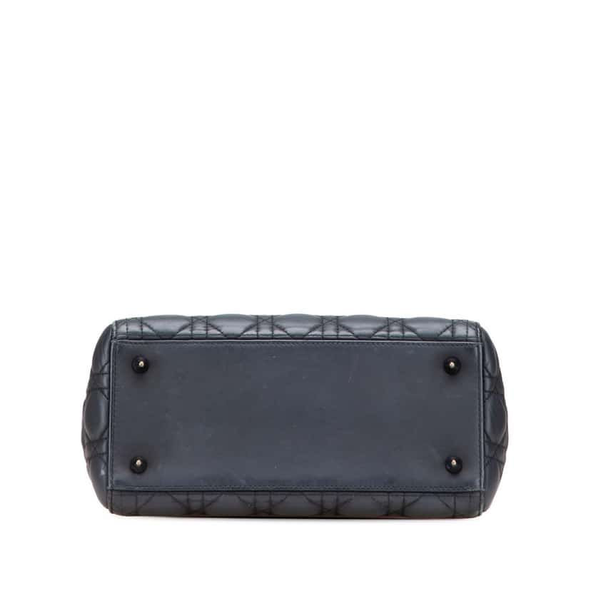 Dior Medium Ultra Matte Calfskin Cannage Lady Dior Blue Leather Good condition - Inside View