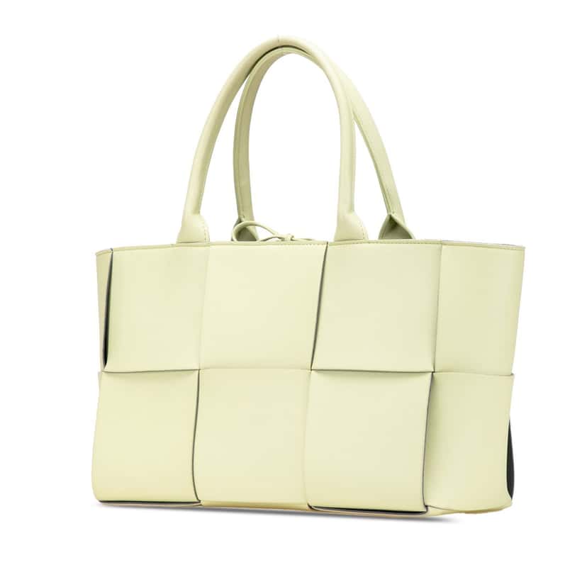 Bottega Veneta Small Lambskin Intrecciato Arco Tote White Leather Good condition - Back View