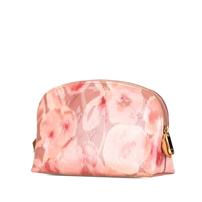 Louis Vuitton Monogram Vernis Ikat Cosmetic Pouch Pink Leather Good condition - Back View