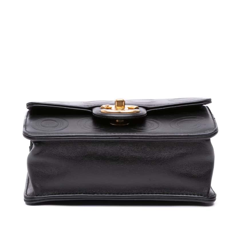 Chanel Mini Square Calfskin Coco Embossed Flap Black Leather Good condition - Inside View