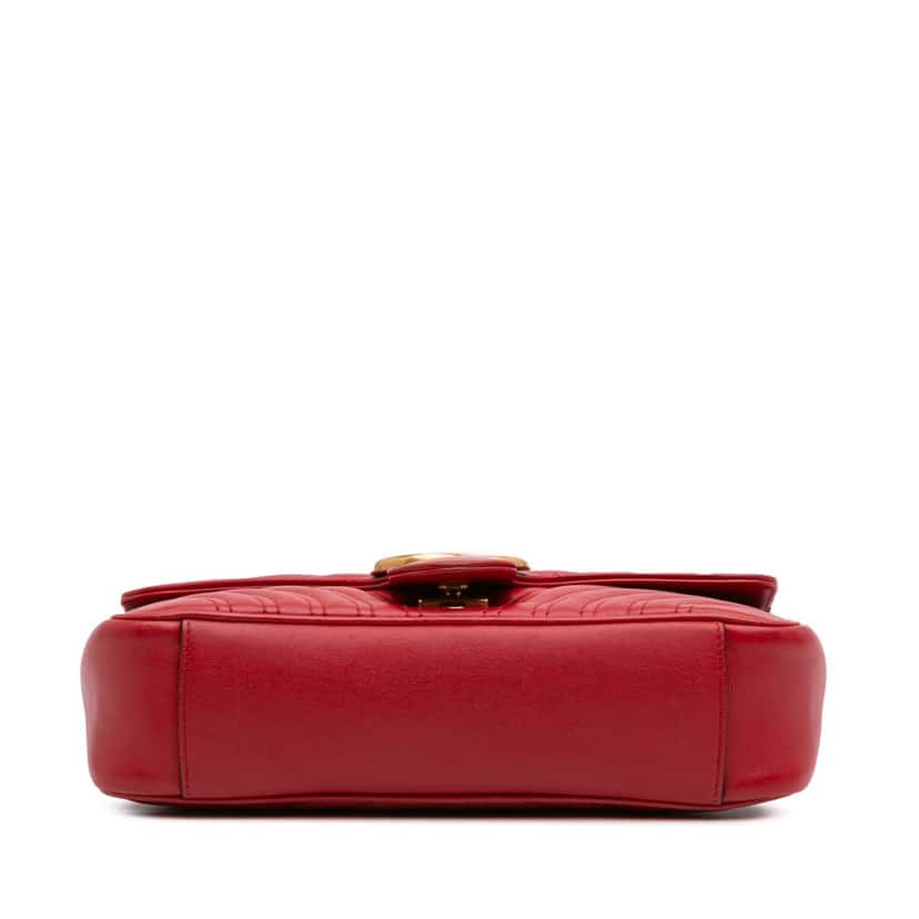 Gucci Small GG Marmont Matelasse Leather Flap Crossbody Red Leather Good condition - Inside View