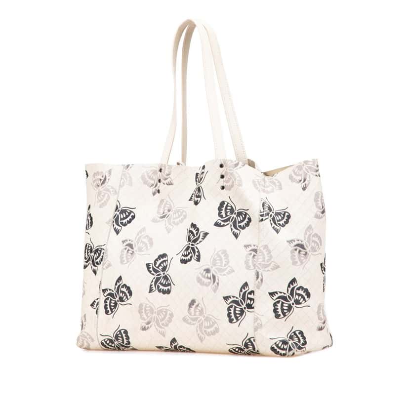 Bottega Veneta Nappa Intrecciomirage Butterfly Tote White Leather Good condition - Back View