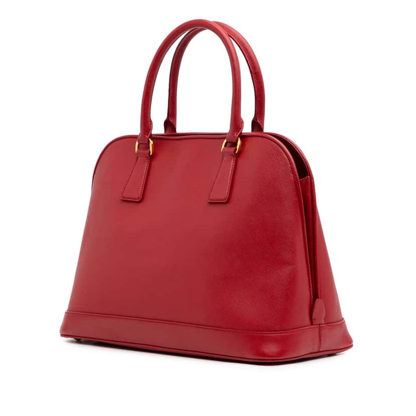 Prada Medium Saffiano Lux Open Promenade Satchel Red Leather Good condition - Back View