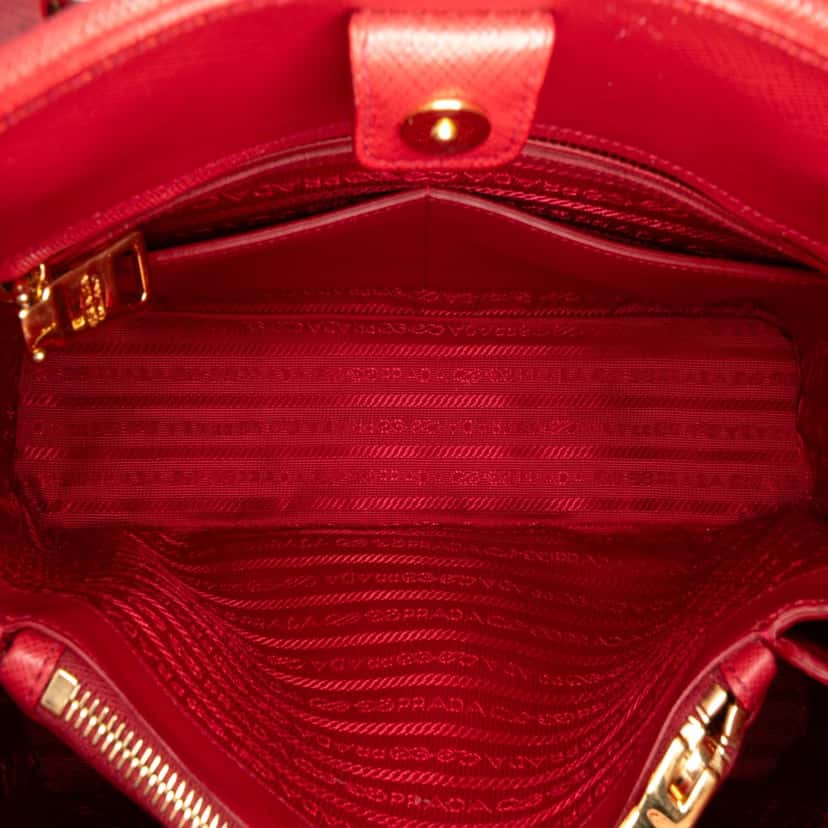Prada Medium Saffiano Lux Open Promenade Satchel Red Leather Good condition - Box View