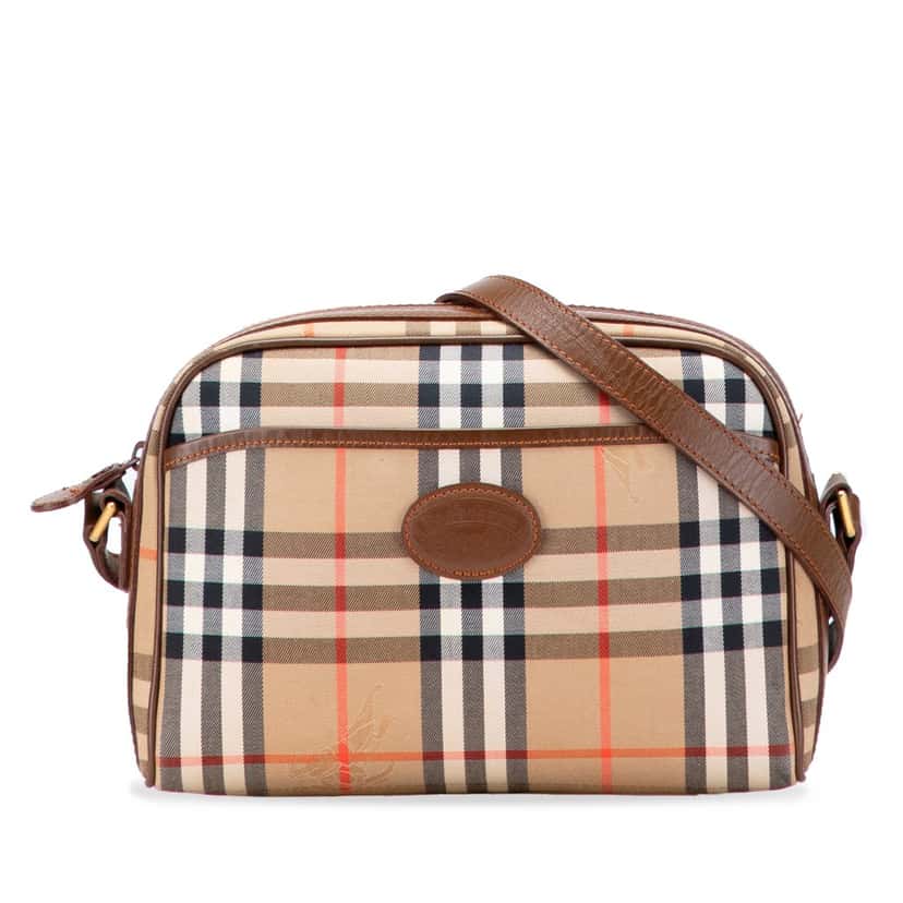 Burberry Haymarket Check Canvas Crossbody Brown Canvas Good condition - Front View
