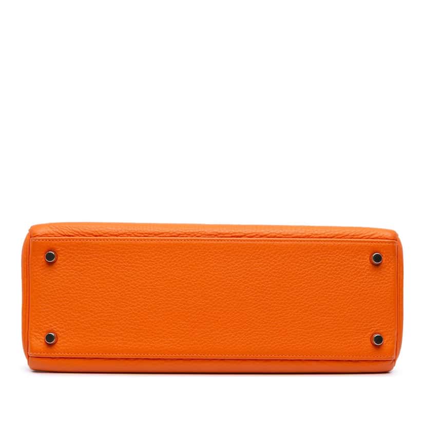 Hermès Clemence Kelly Retourne 32 Orange Leather Good condition - Inside View