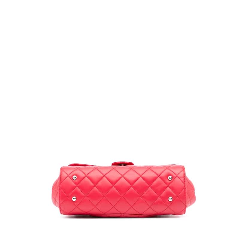 Chanel CC Quilted Lambskin Kisslock Frame Flap Tote Pink Leather Good condition - Inside View