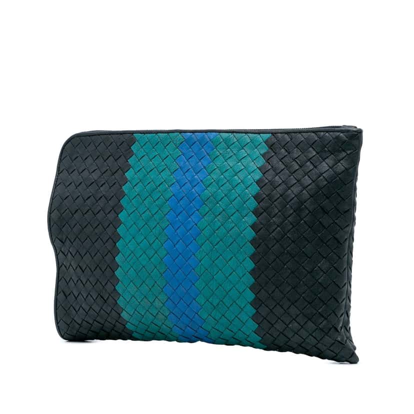 Bottega Veneta Tricolor Nappa Intrecciato Clutch Black Leather Good condition - Back View