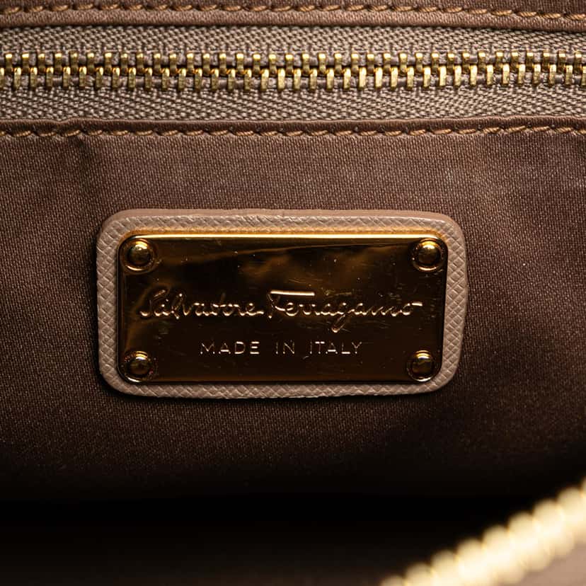 Salvatore Ferragamo Medium Leather Gancini Beky Satchel Brown Leather Good condition - Box View