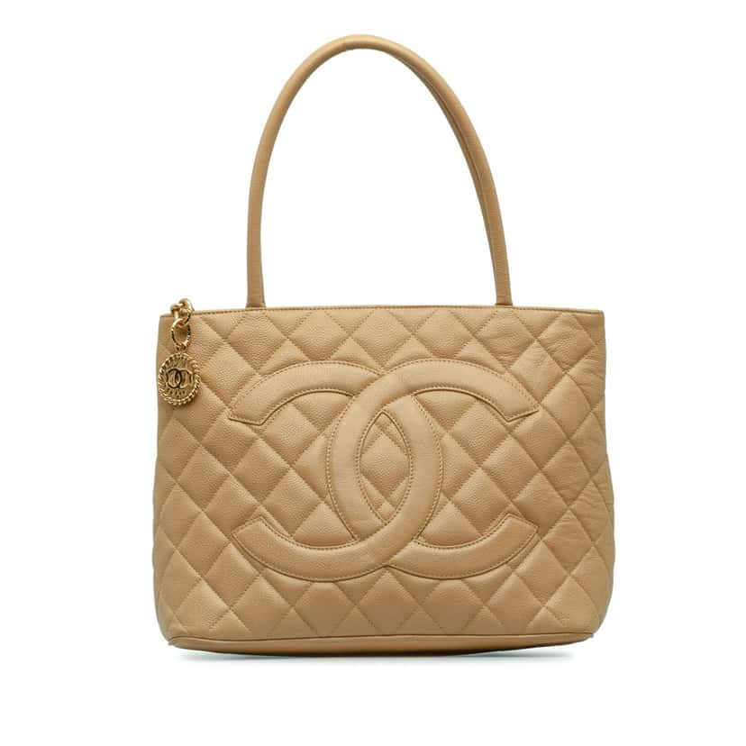 Chanel Caviar Medallion Tote Brown Leather Good condition - Front View